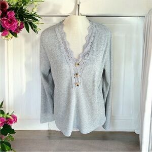 Shein Grey Lightweight Long Sleeve Blouse